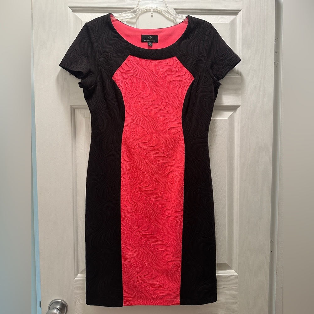 Ronni Nicole Women's Size 10 Dress, Stretchy,  Colorblock Black and Pink